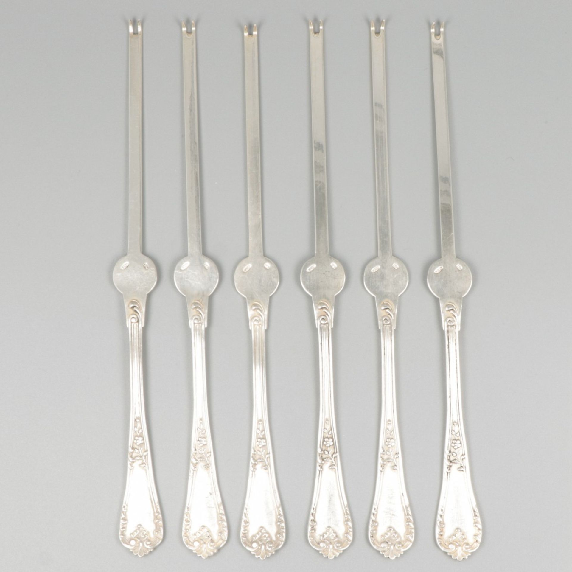 6-piece set of lobster forks silver.