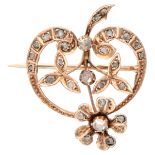 Antique 14K. rose gold brooch set with rose cut diamonds.