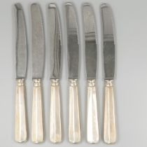 6-piece set dinner knives "Haags Lofje" silver.
