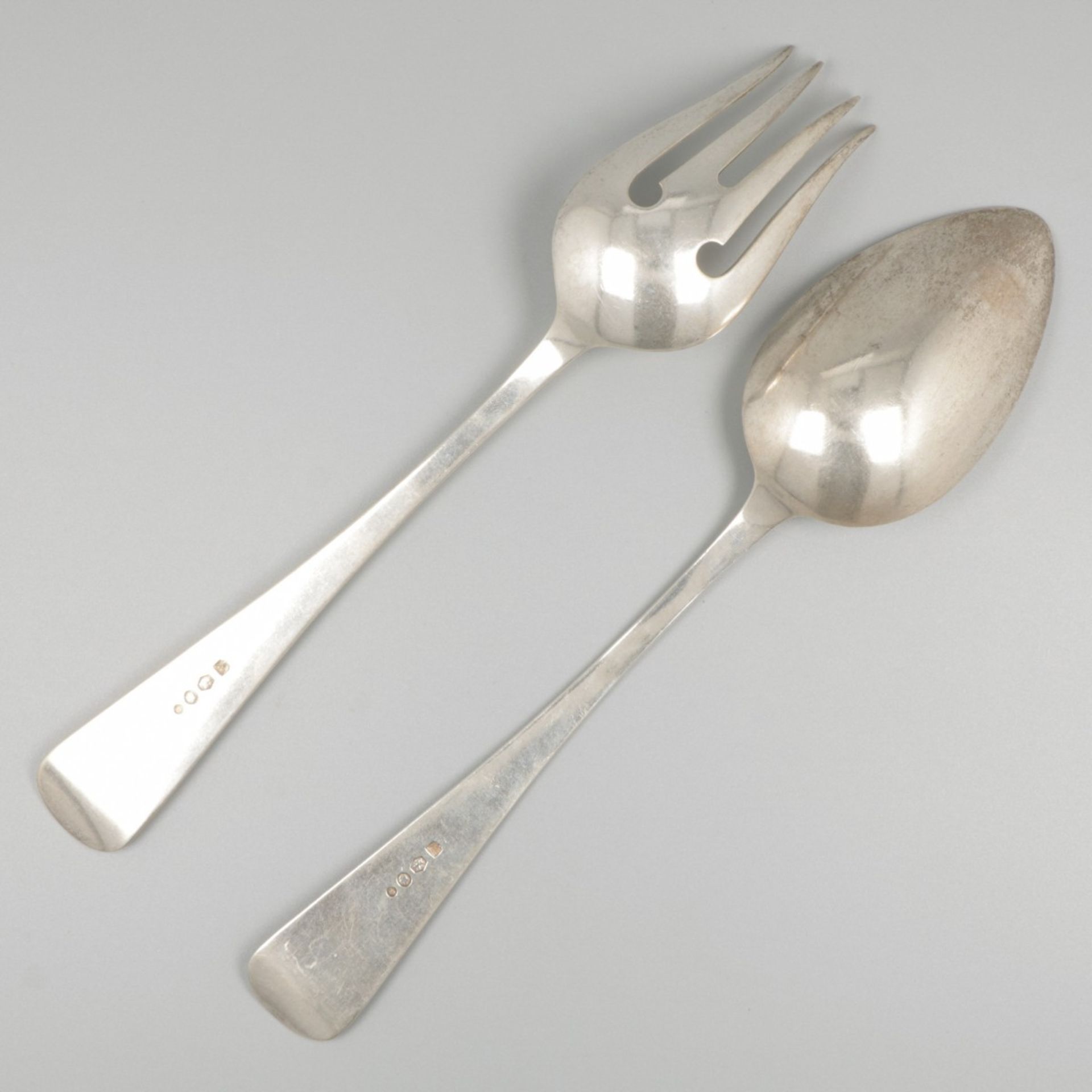 Salad servers ''Haags Lofje'' silver. - Image 2 of 9