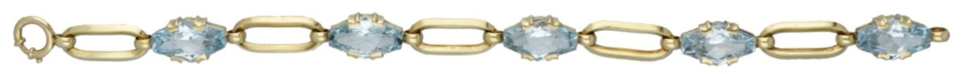 14K. Yellow gold link bracelet set with synthetic spinel. - Image 2 of 2