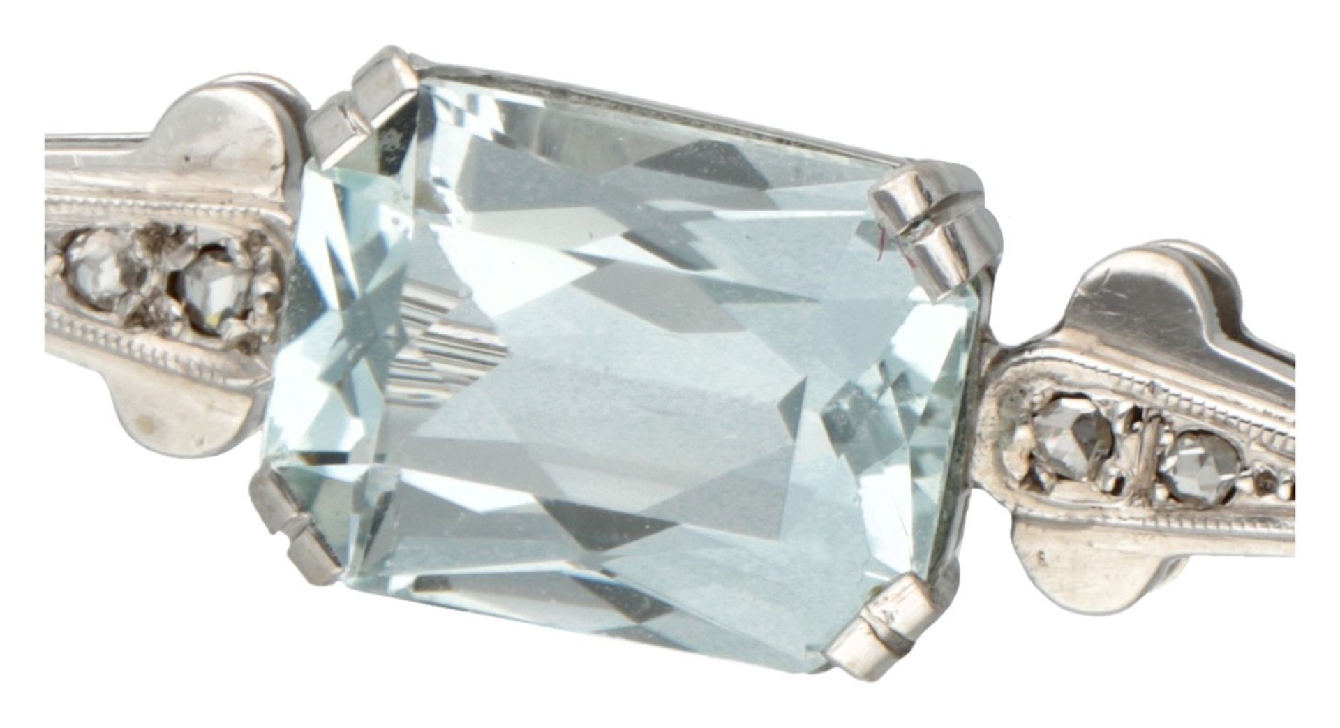 14K. White gold brooch set with approx. 3.15 ct. aquamarine and diamond. - Image 2 of 3