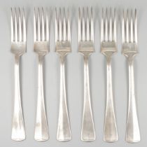6-piece set dinner forks ''Haags lofje'' silver.