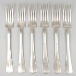 6-piece set dinner forks ''Haags lofje'' silver.