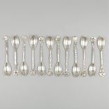 12-piece set of silver mocha spoons.