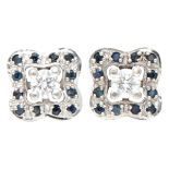 18K. White gold Mauboussin earrings set with approx. 0.16 ct. diamond and approx. 0.12 ct. natural s