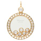 18K. Yellow gold Chopard 'Happy Diamond' pendant set with approx. 0.40 ct. diamond.