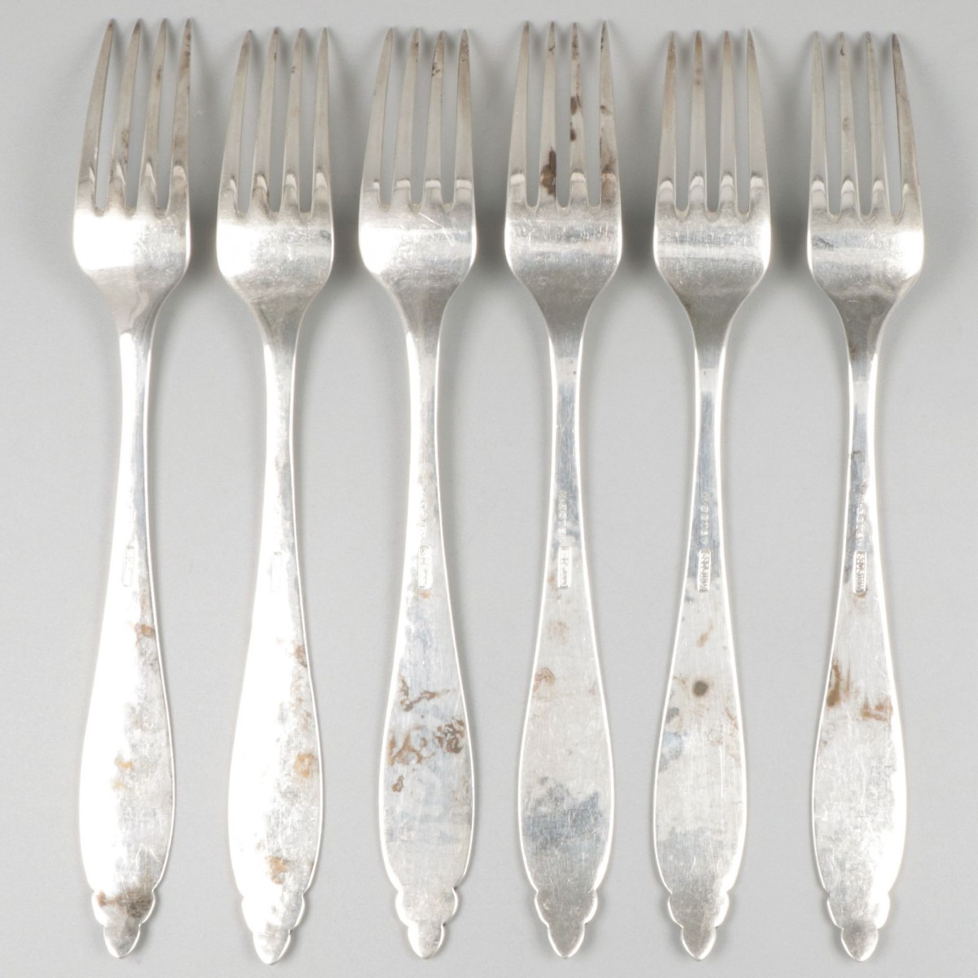 6-piece set dinner forks (Lillehammer (Oppland), M. Østby) silver. - Image 3 of 5