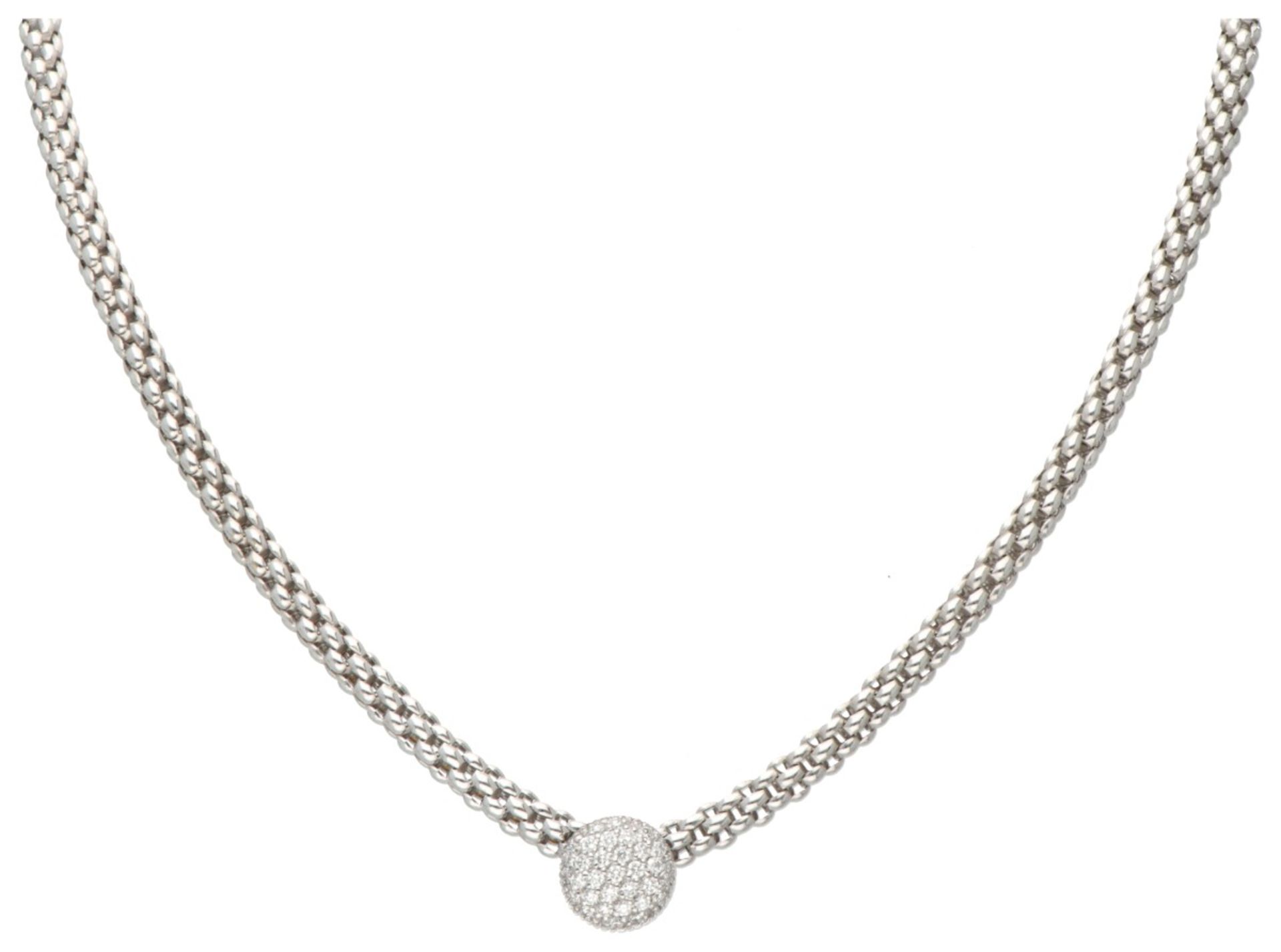 18K. White gold popcorn chain necklace by Italian designer Fope Gioielli set with approx. 0.41 ct. d