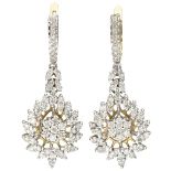 18K. Bicolor gold earrings set with approx. 2.02 ct. diamond.