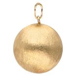 14K Yellow gold ball pendant with matte finish.