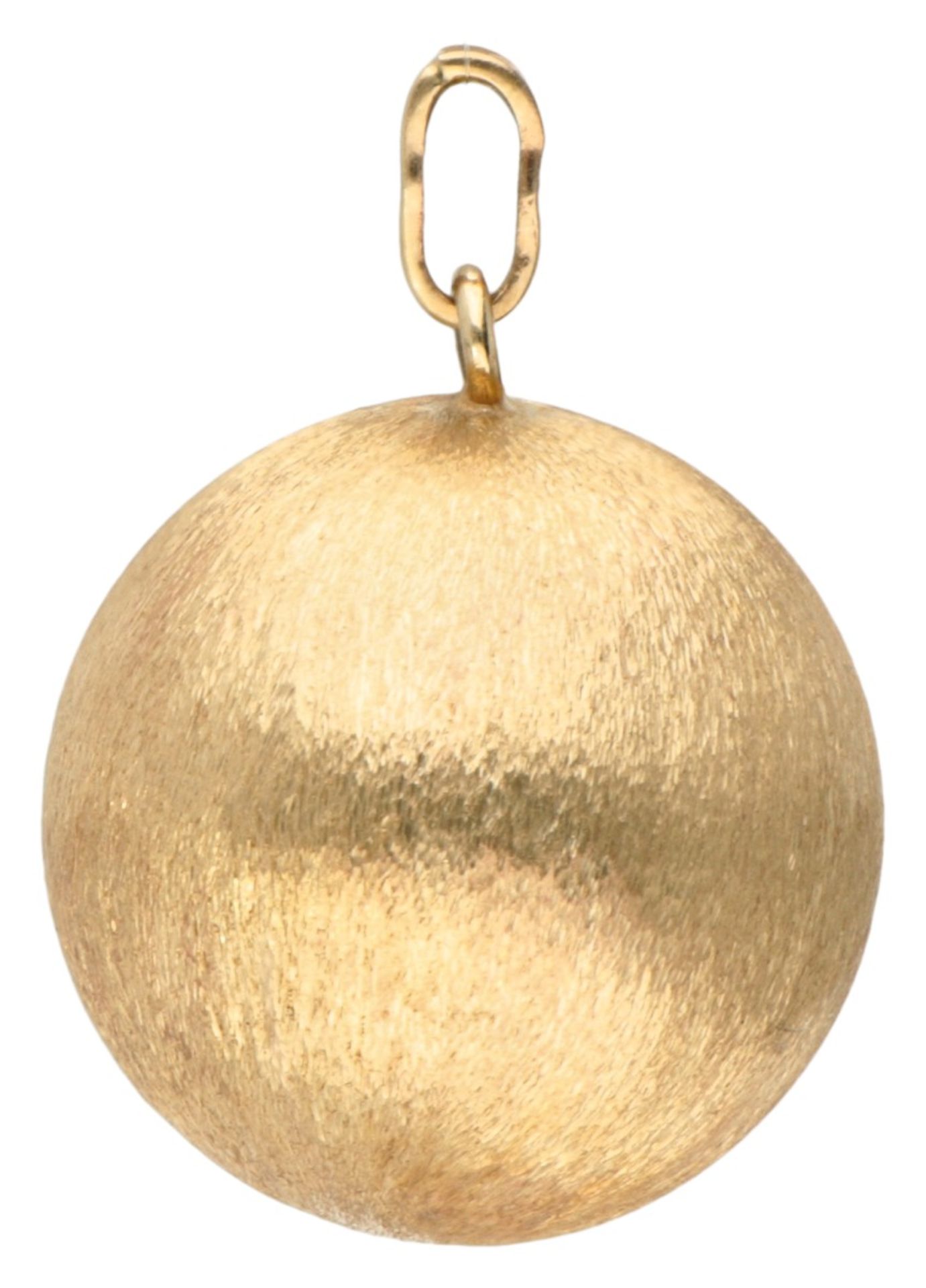 14K Yellow gold ball pendant with matte finish.