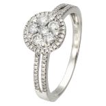 18K. White gold halo ring set with approx. 0.89 ct. diamond.