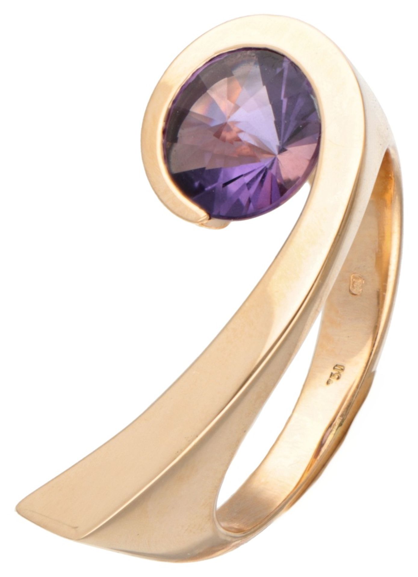 18K. Yellow gold design ring set with approx. 2.27 ct. amethyst. - Bild 2 aus 4