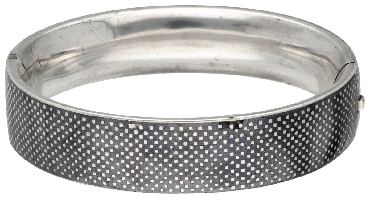 Antique 835 silver niello bangle bracelet.