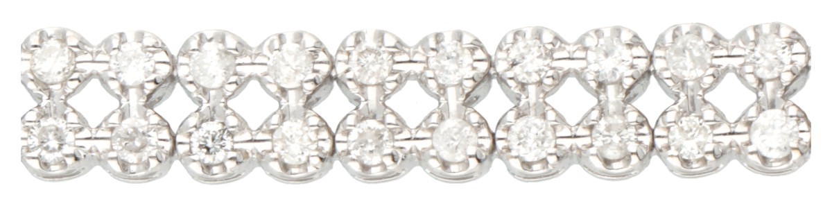 18K. White gold double row tennis bracelet set with approx. 1.30 ct. diamond. - Image 2 of 3