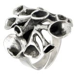 Sterling silver ring with reindeer moss motif by Hannu Ikonen for Valo-Koru Oy.