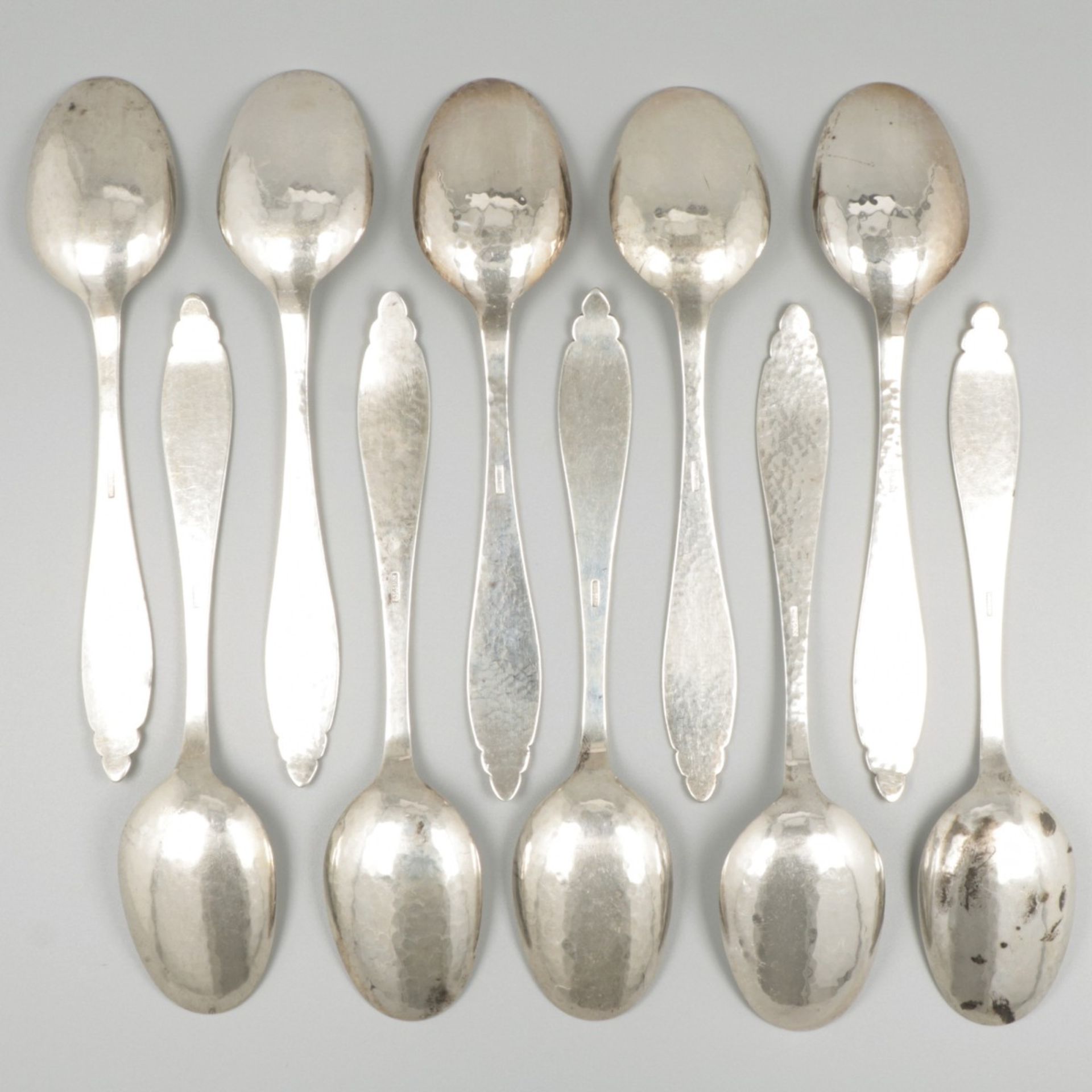 10-piece set dinner spoons (Lillehammer (Oppland), M. Østby) silver.
 - Image 3 of 9