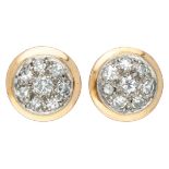 Vintage 18K. yellow gold and Pt 950 platinum earrings set with approx. 0.40 ct. diamond.