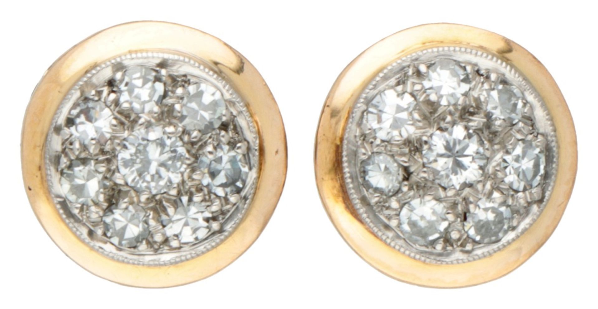 Vintage 18K. yellow gold and Pt 950 platinum earrings set with approx. 0.40 ct. diamond.