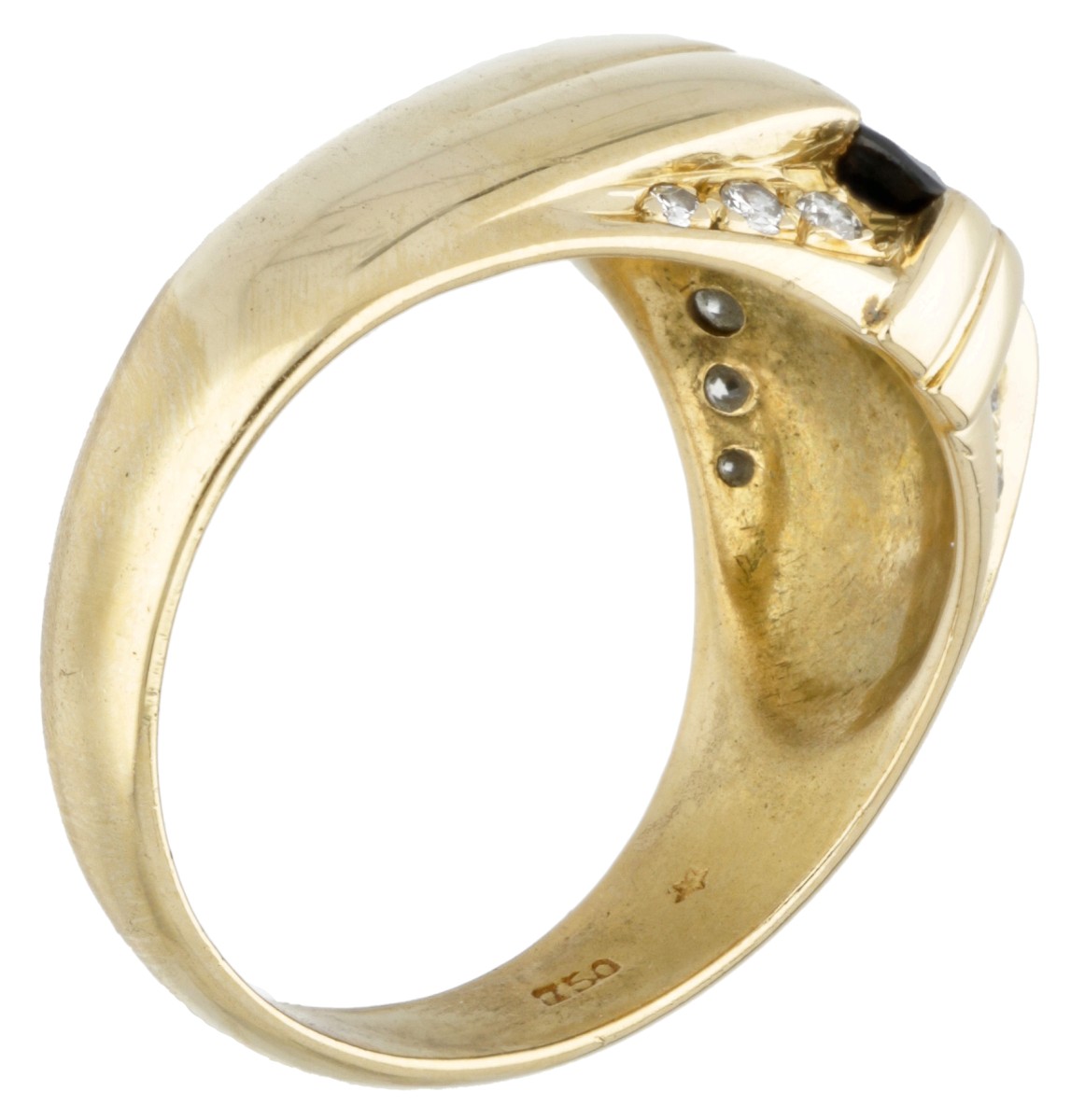 Vintage 18K. yellow gold ring set with approx. 2.42 ct. natural sapphire and approx. 0.10 ct. diamon - Image 2 of 2