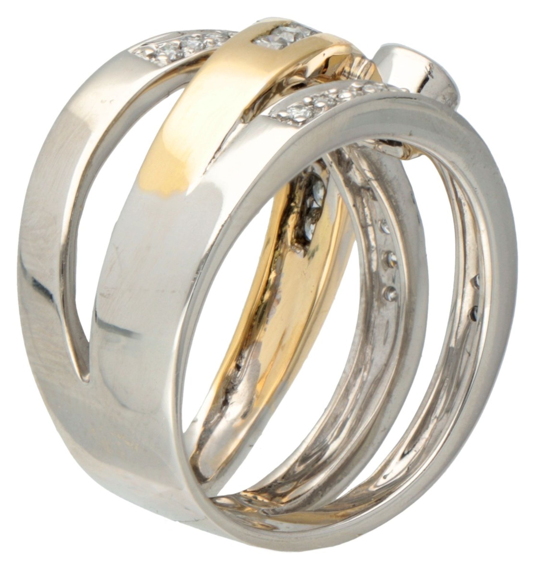 18K. Bicolor gold ring set with approx. 0.43 ct. diamond. - Image 2 of 2