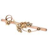 Antique 9K. bicolor gold English brooch set with seed pearls.