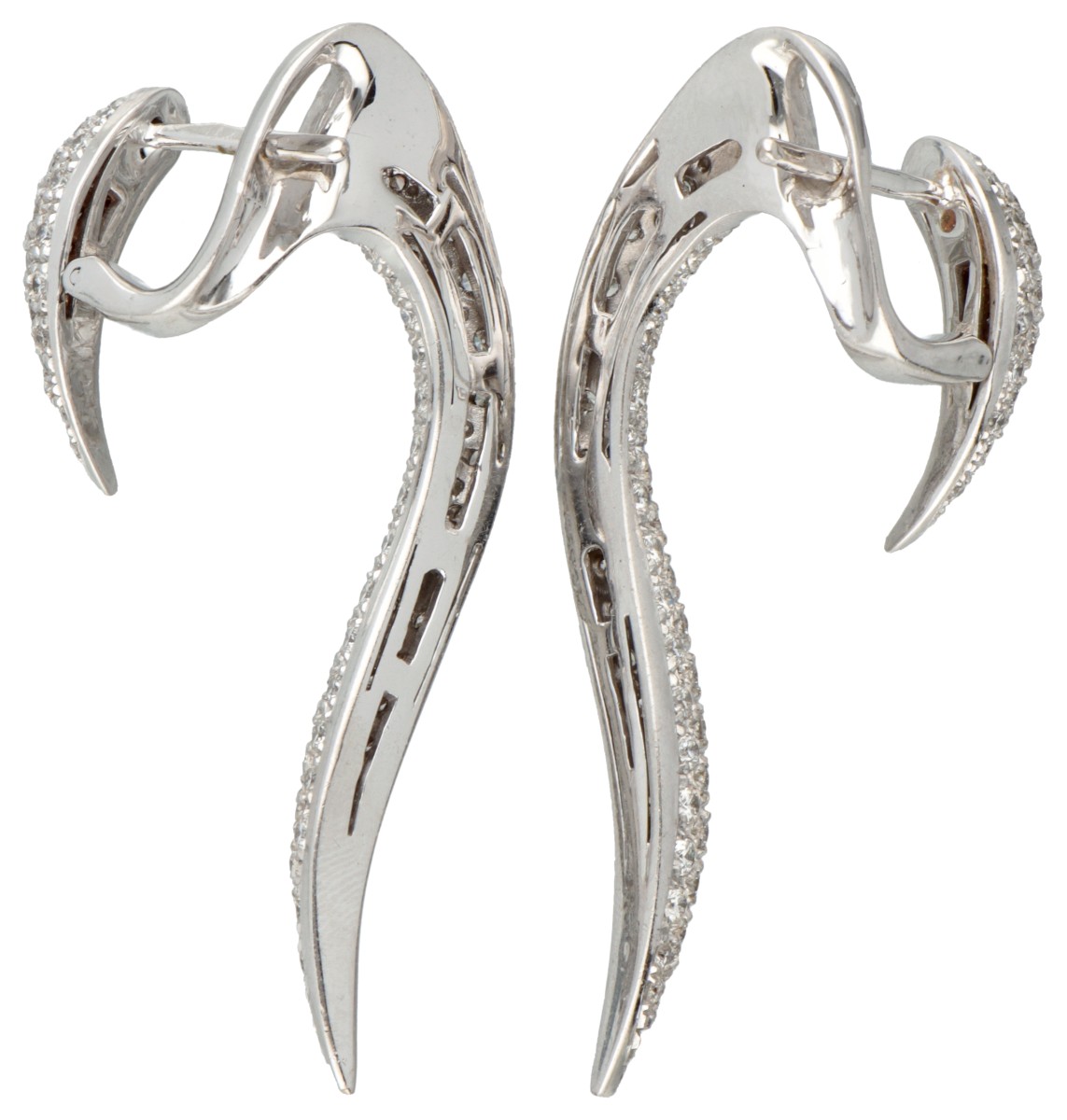 18K. White gold ear jacket earrings set with approx. 2.40 ct. diamonds. - Image 3 of 3