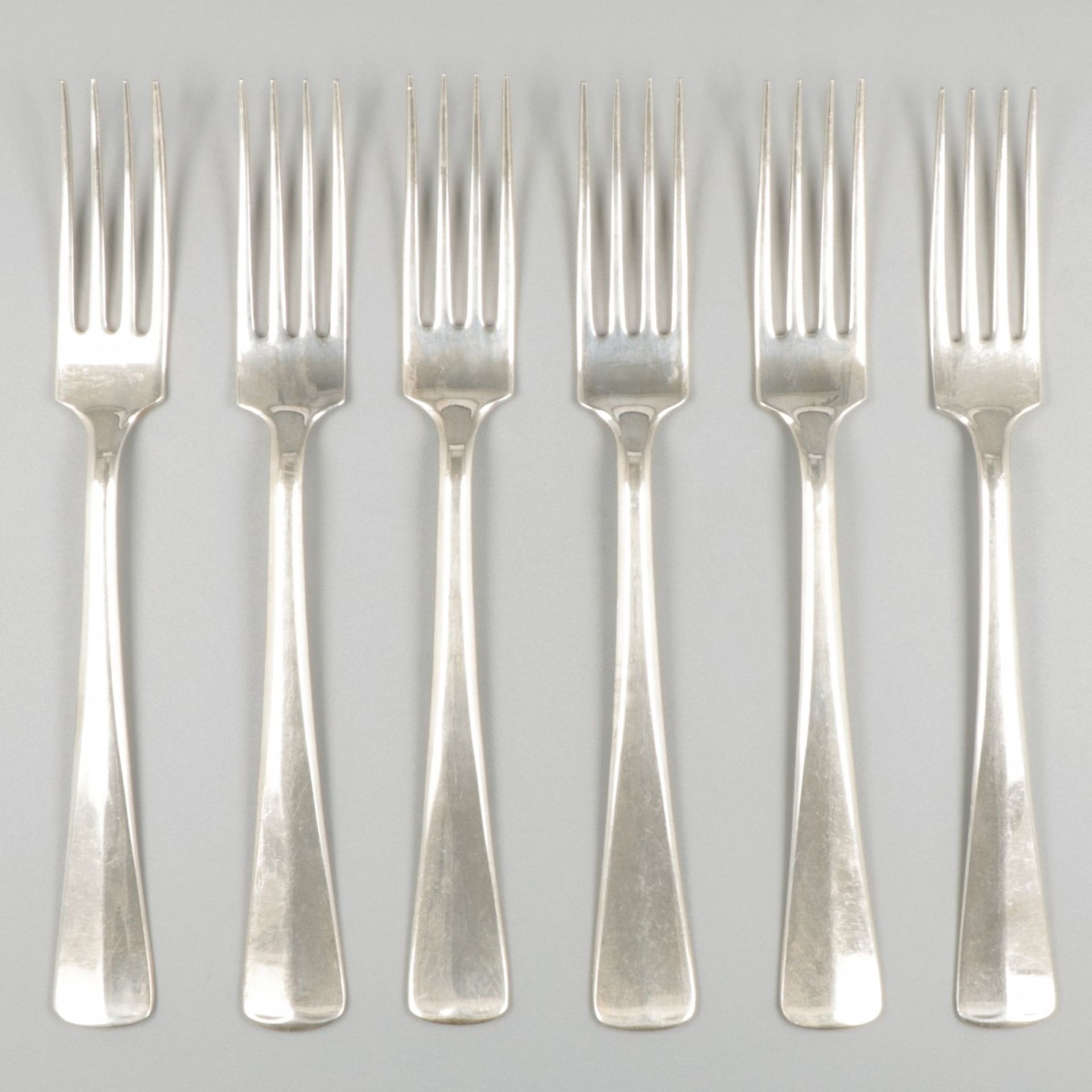 6-piece set of forks ''Haags Lofje'' silver.