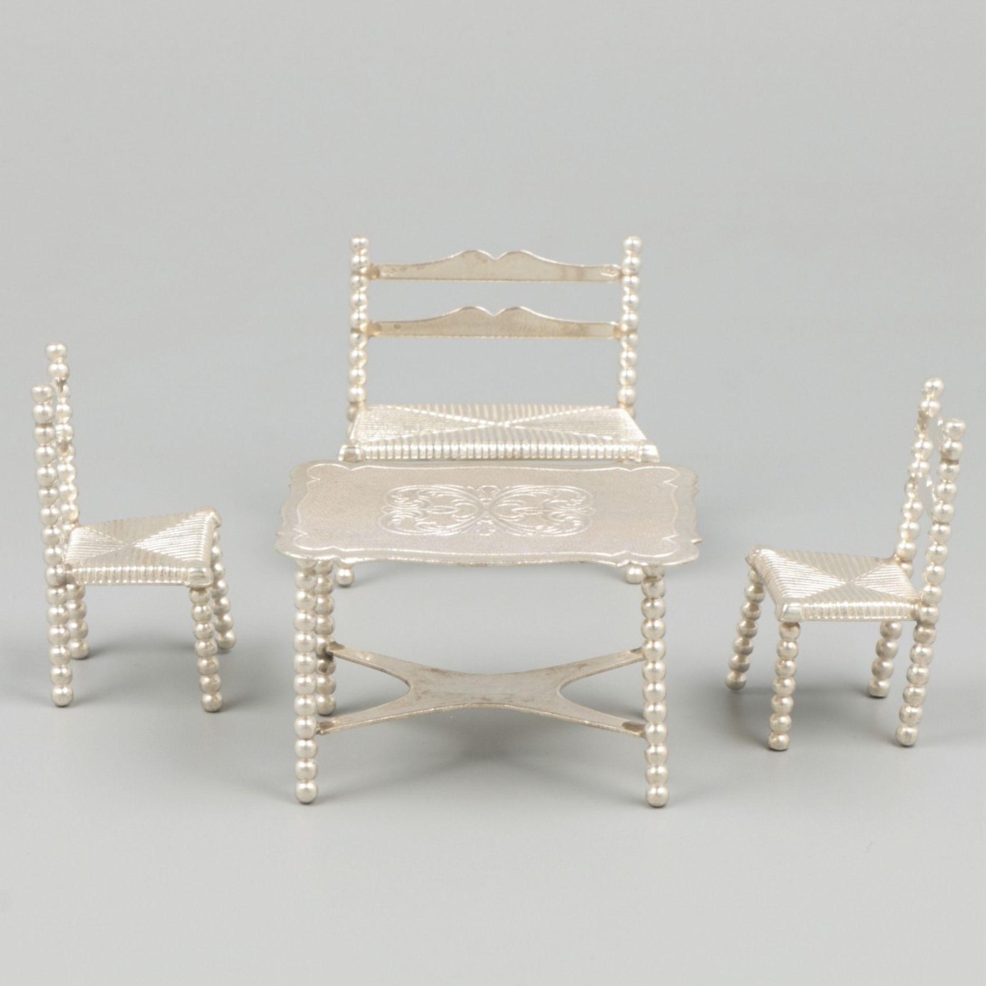 4-piece miniature room furniture silver.