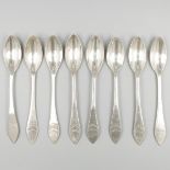 Set of 8 teaspoons (Amsterdam, Jan Woortman 1787-1802 and Simon Woortman 1816-1824), silver.