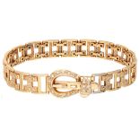 Vintage 18K. yellow gold bracelet with buckle closure set with approx. 0.74 ct. diamond.