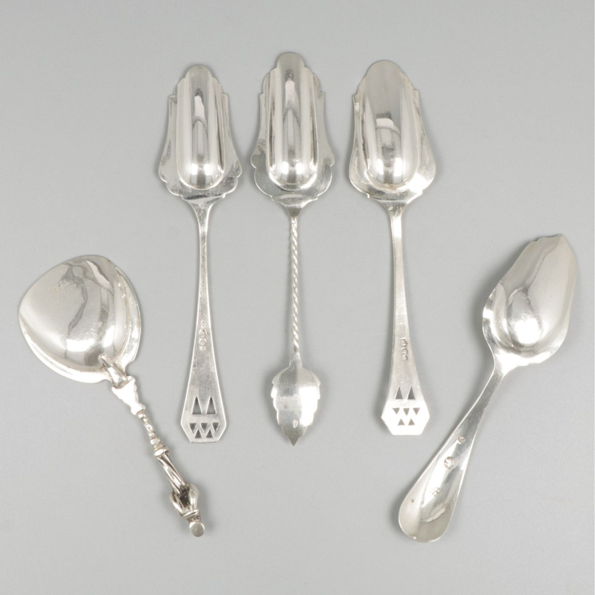 5-piece lot sugar spoons silver. - Image 4 of 8