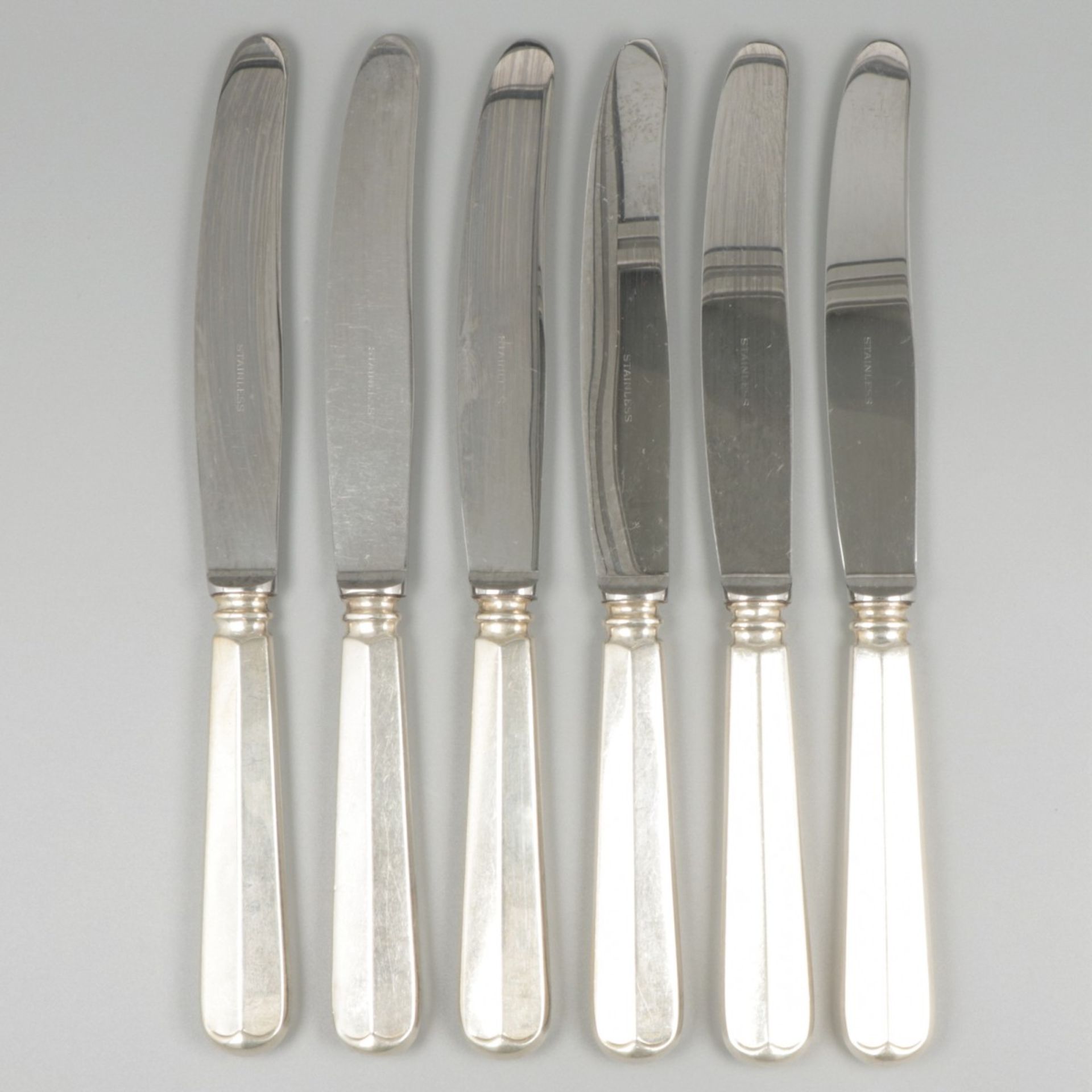 6-piece set dinner knives "Haags Lofje" silver. - Image 2 of 6