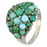 Vintage silver ring set with approx. 1.47 ct. turquoise.