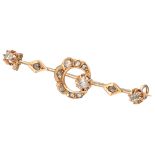 Antique 14K. yellow gold crescent and star brooch set with rose cut diamonds.