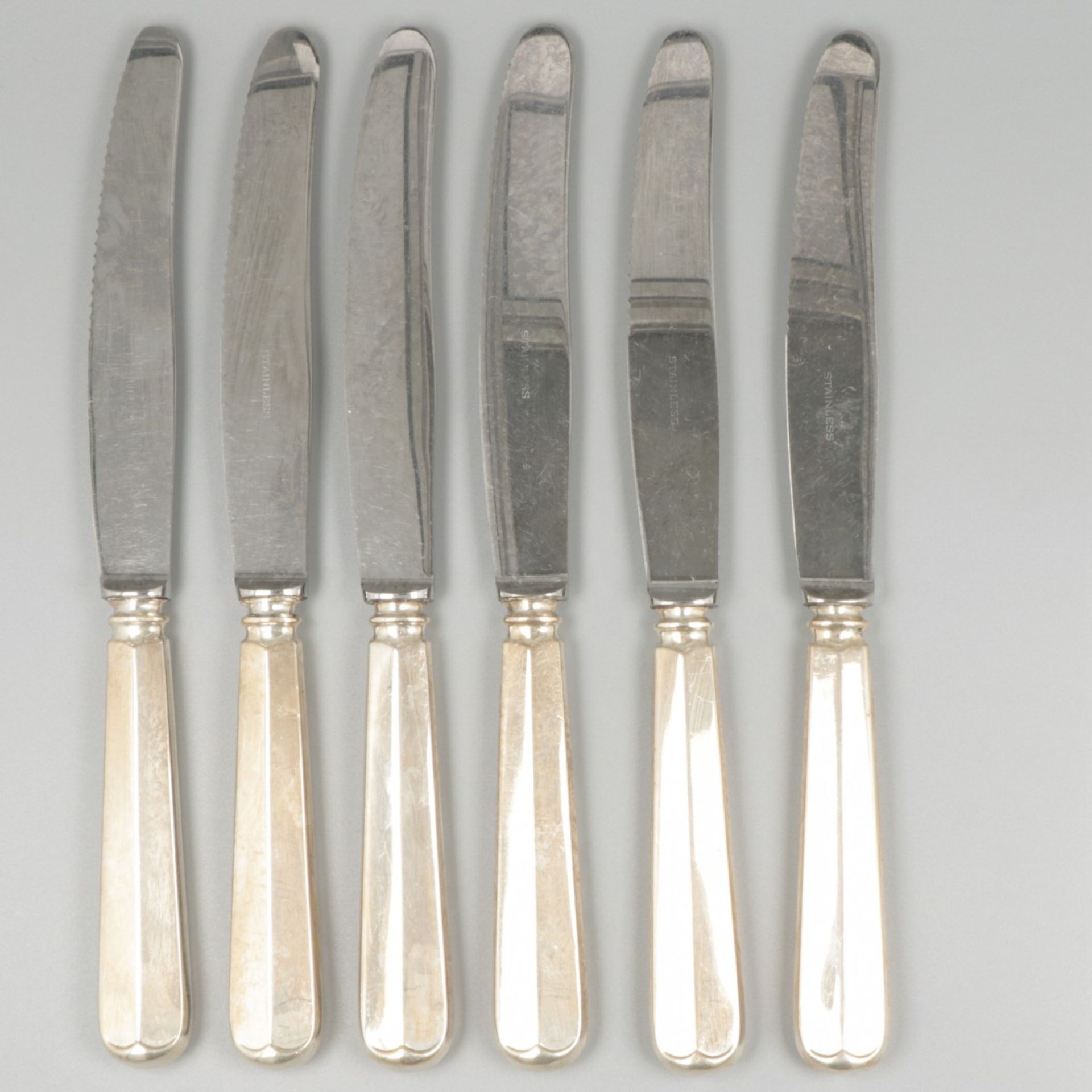 6-piece set dinner knives "Haags Lofje" silver. - Image 2 of 6