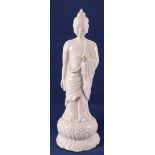 A blank de Chine standing Buddha on a lotus crown, China, 20th C
