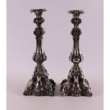 A pair of silver candlesticks, neo Louis XV style, Germany, late 19th century.