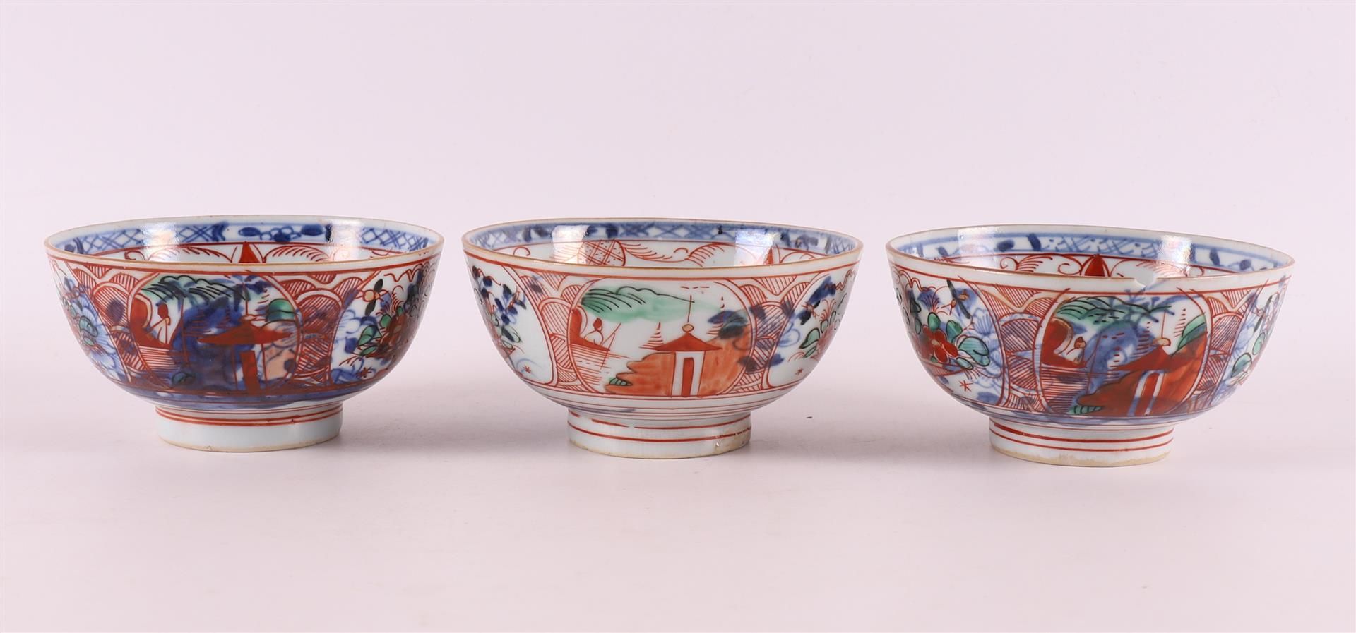 Five various porcelain Amsterdam variegated bowls, China, 18th century. - Image 14 of 17