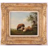 Bakhuijzen Sande van de, Hendrikus (1795-1860) 'Sheep at a fence',