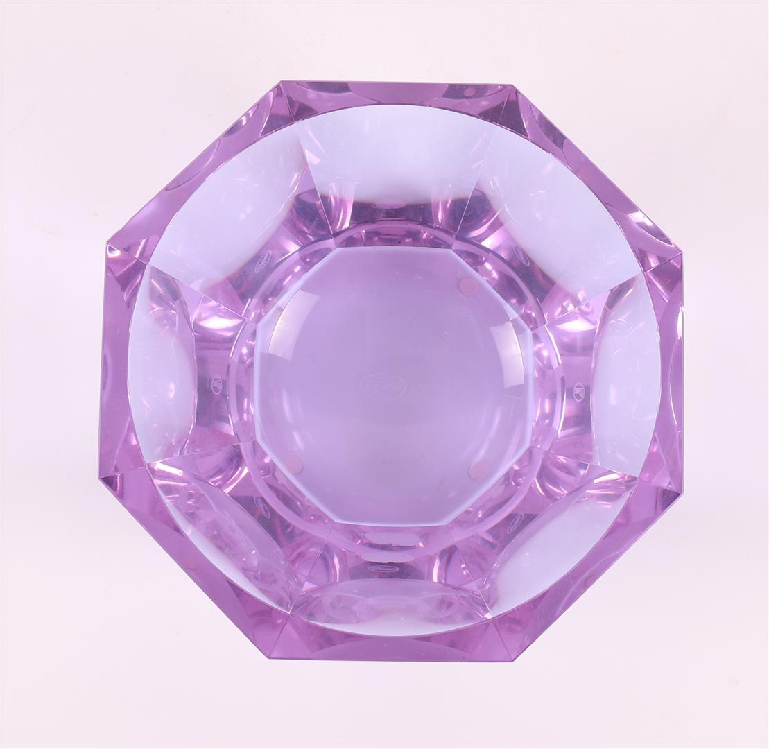 A clear purple glass octagonal cut bowl, Bohemia, Moser. - Bild 3 aus 5