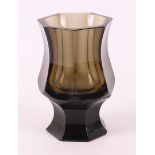 A smoked glass faceted cup/vase, design: Josef Hoffmann.
