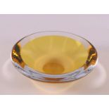 A thick-walled yellow and clear glass bowl, Olaf Stevens (Tilburg 1994-).