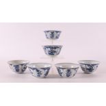 A series of six blue/white porcelain bowls, China, Kangxi, around 1700.