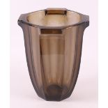 Austria, Moses. A smoked glass faceted Art Deco vase, ca. 1930.
