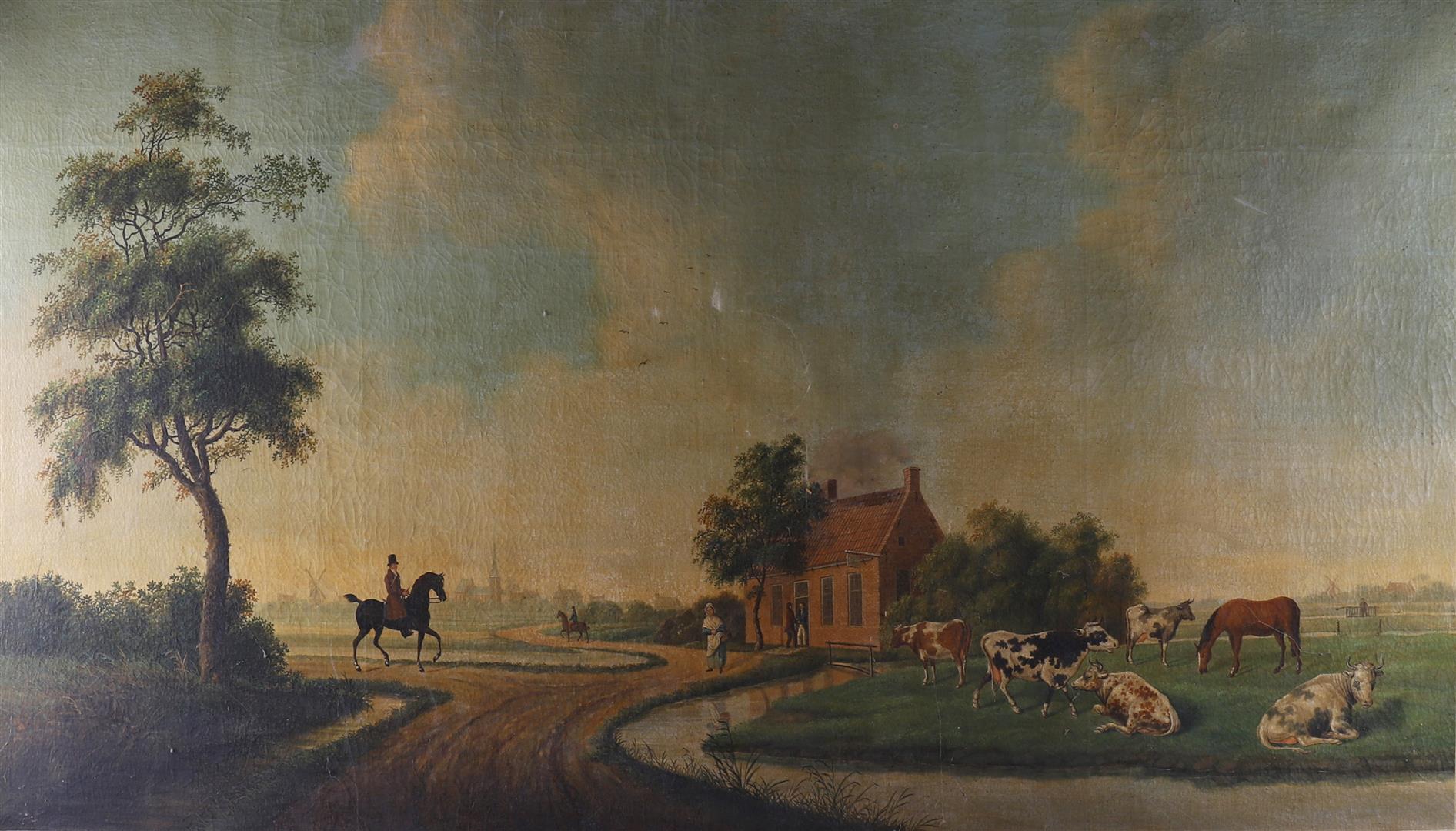 Aikes, Jan Hendrik (1790-1846) 'Northern Dutch Landscape'. - Image 3 of 9