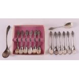 A series of six silver teaspoons and tea spoon, early 20th century.