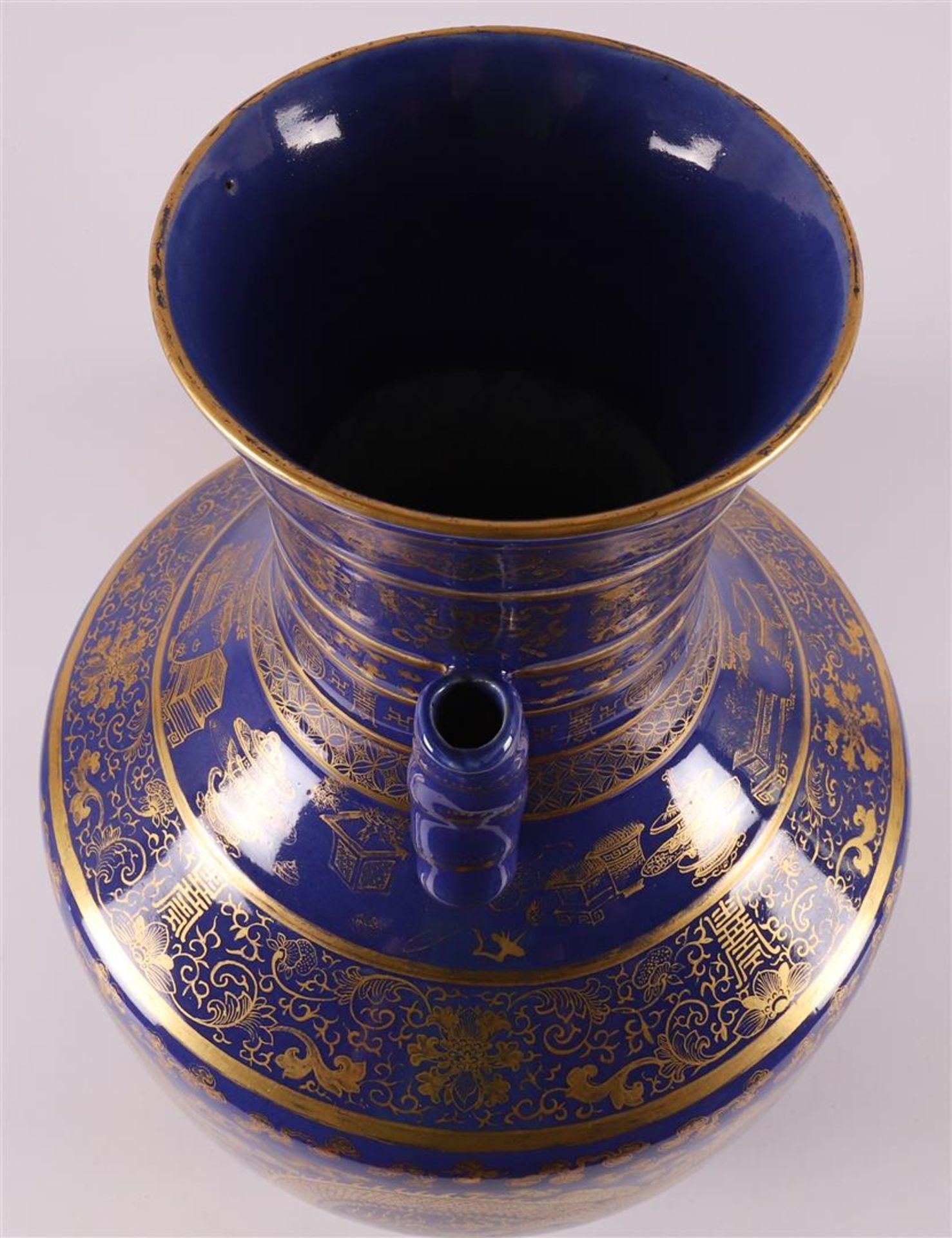 A royal blue porcelain vase with bamboo roll for ears, China, Qianlong - Image 20 of 24