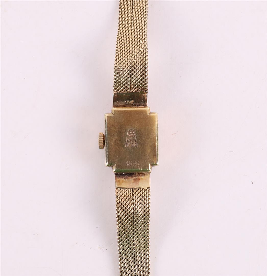 A women's wristwatch in 14 krt 585/1000 gold case and ditto gold strap. - Image 4 of 4